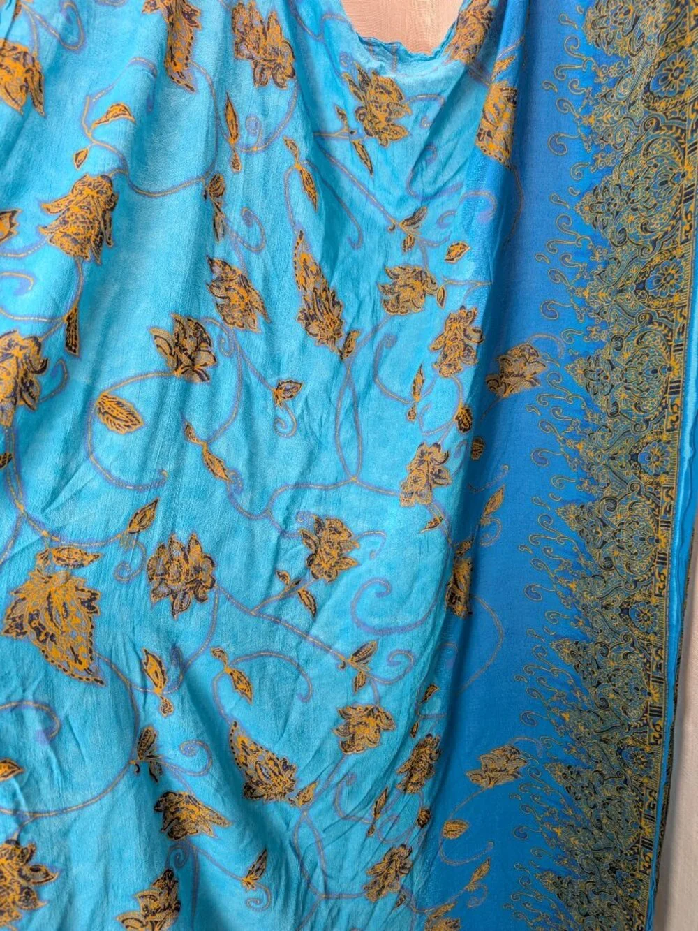 Dancing Grecko Hawaii Blue Gold Sarong / Shawl / Wrap 44